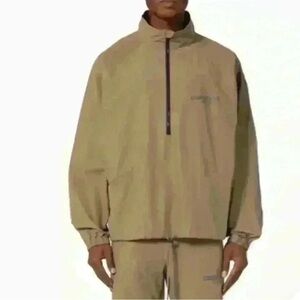 Fear Of God Essentials Olive/Tan Half Zip Track Jacket Size Medium Like New!